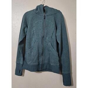 Lululemon Women's Heather Green Scuba Full Zip Jacket Size 8 Holiday Winter